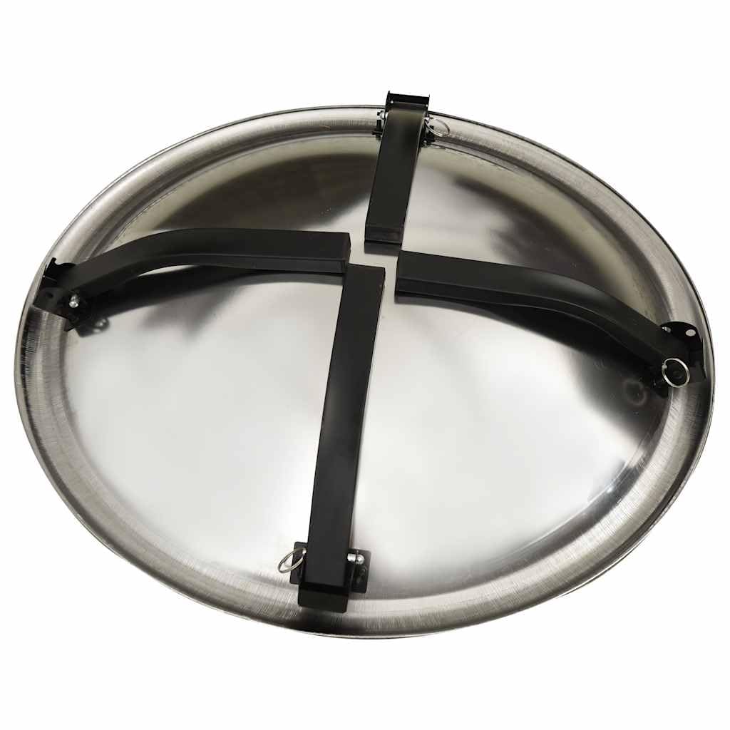Brasero y parrilla 2 en 1 de acero inoxidable, 56 x 56 x 49 cm, con protección contra chispas, atizador, patas plegables para exteriores, terraza y jardín, calor y llama