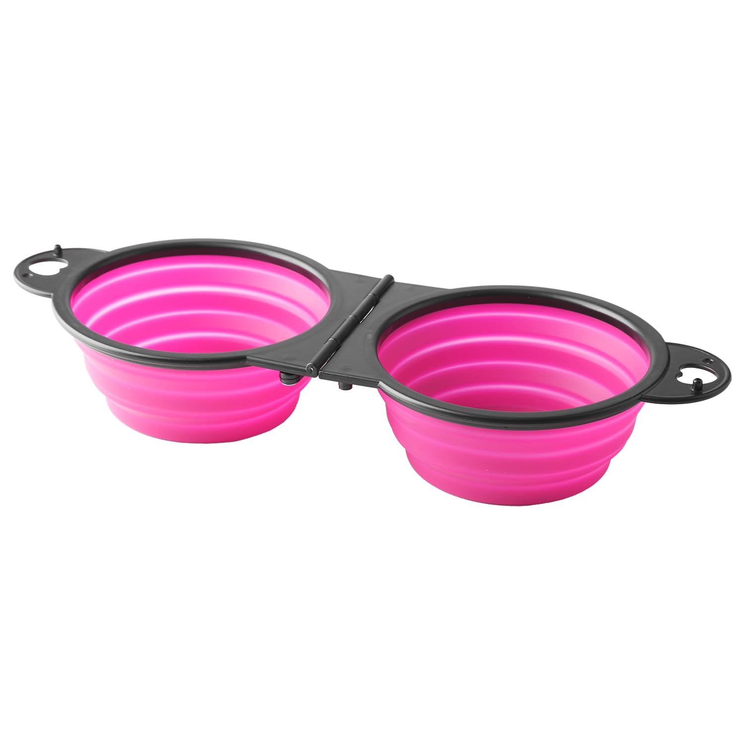 Bojueshaw Collapsible Dog Silicone Bowls,2-in-1 Portable Pet Travel Bowl with Carabiner for Puppy Hiking,Camping,and Outdoor Adventures(Pink)