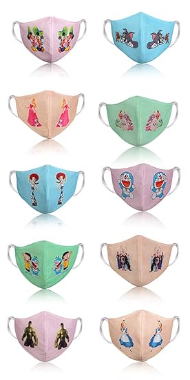 Kids Face Mask Cartoon Mask For Children Girl And Boys Reusable & Washable Cotton Fabrics Face Mask