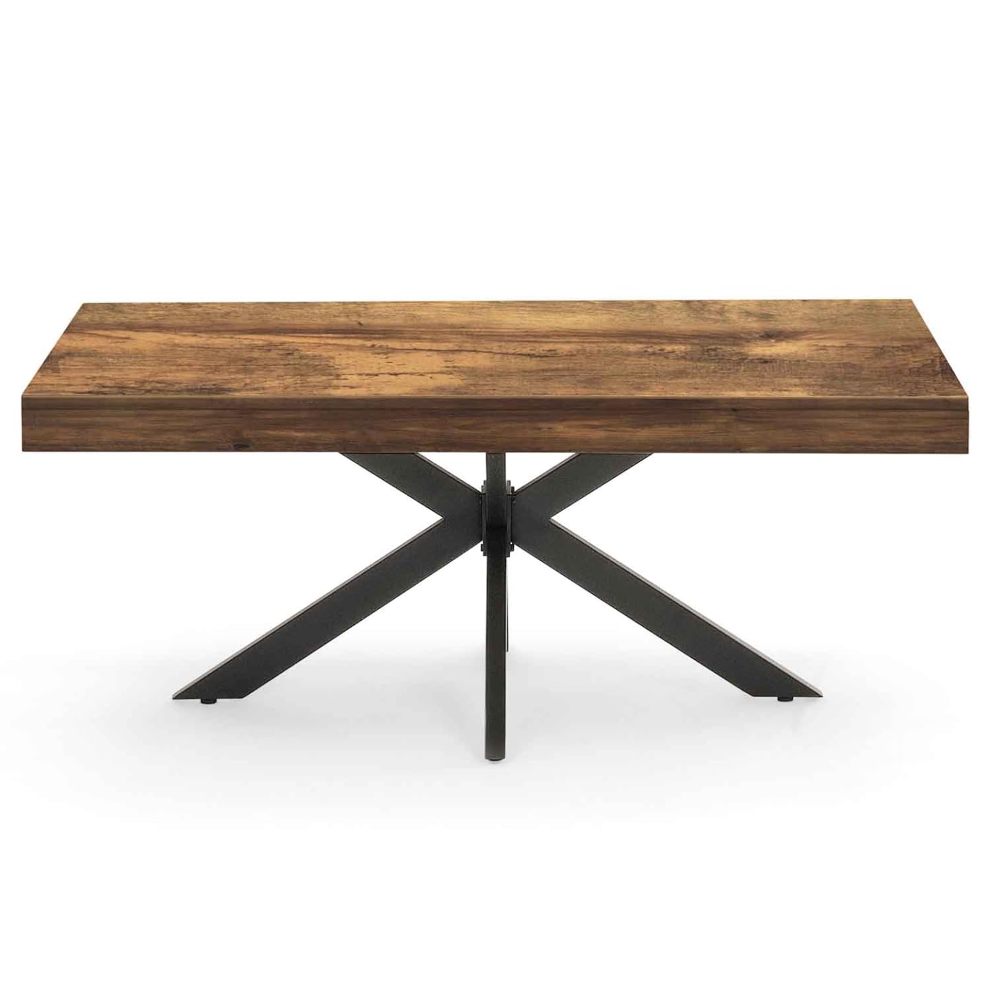IDMarket - Mesa de centro rectangular Alix de 110 cm con pie de araña, madera oscura, color negro envejecido