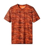 (2XL,オレンジF)ｔシャツ メンズ スポーツ Yindaity 男性 半袖 丸首 ゆったり スポーツシャツ シンプル トップス フィットネス トレーニング ランニング ウェア インナー ジム ヨガ 服 ドライシャツ UVカット 通气 吸汗速乾 カジュアル