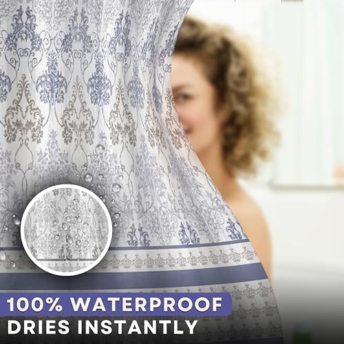 Image of HOMETHREADS Embrace Luxury with Our 6-Feet Long Premium Polyester Shower Curtain with 12 Hooks for a Lavish Bathroom Ambiance | Stylish, Splendid, and Perfectly Sized (Floral Multi, 180x200cm)