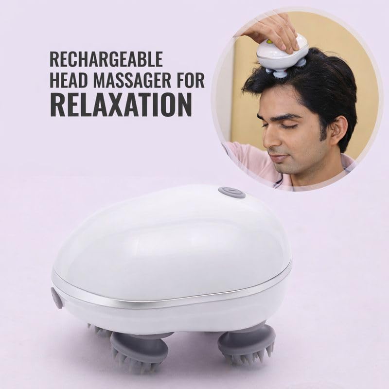 Image of CalmFlex Electric Scalp Massager, 96 Silicone Kneading Points with Detachable Heads, Rechargeable Cordless Head and Body Massager
