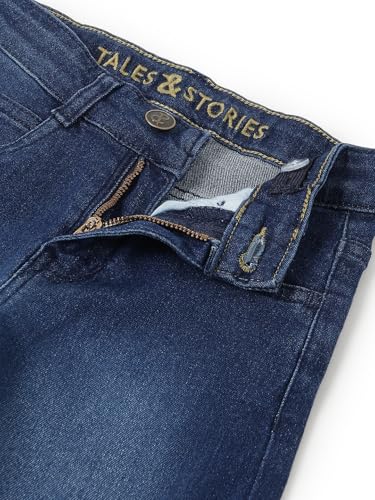 Image of Tales & Stories Boys Slim Fit Denim Jeans | 5-Pocket Stylish Mid-Rise Pants| Durable Cotton Denim Lycra with Button Closure | Casual Wear