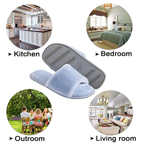 Image of DL Open Toe Slippers for women Indoor, Cozy Memory Foam Womens House Slippers Summer Slip On, Comfy Soft Flannel Womens Bedroom Slippers Slide Breathable Size 5-6 7-8 9-10
