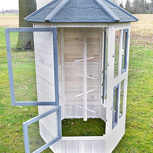 Voliere Cage a Oiseaux en Bois de Haute Qualite 100 x 180 x 100 cm Modele Luise 309