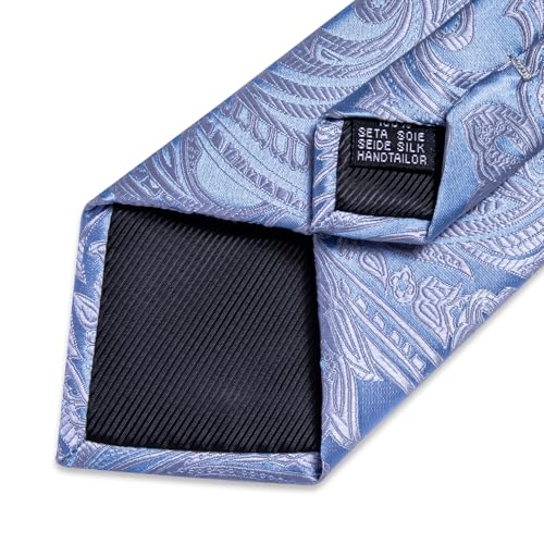 Image of DiBanGu Mens Paisley Tie Sets Silk Jacquard Woven Floral Necktie and Pocket Square Cufflinks Wedding Business Party