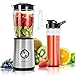 Aigostar Mixer Smoothie Maker,Edelstahl Standmixer mit 1 Liter Kapazität und 600ml Tritan-Kunststoff Flaschen, Mini Blender für Shake, Smoothie, Getränk von Obst und Gemüse, 350 Watt, BPA frei