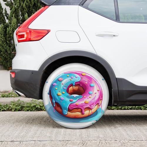 Image of Spare Tire Cover Colorful Donut Wheel Covers Protectors Waterproof Dust-Proof Universal Fit Trailer, RV, SUV and Many Vehicle 16 Inch
