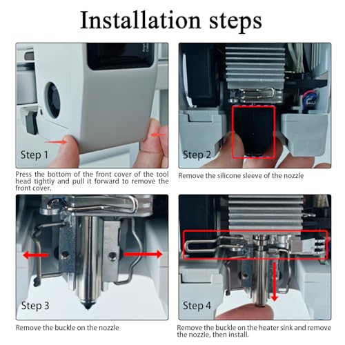 HzdaDeve 2PK 0.25MM integrierte gehärtete Stahldüsen und 2PK Silikonabdeckung für Kobra X Combo Quick-Swap High Flow Throat Tube Düsen Druckkopf Extruder Kit Hot End Düsenbürste für Anycubic Drucker