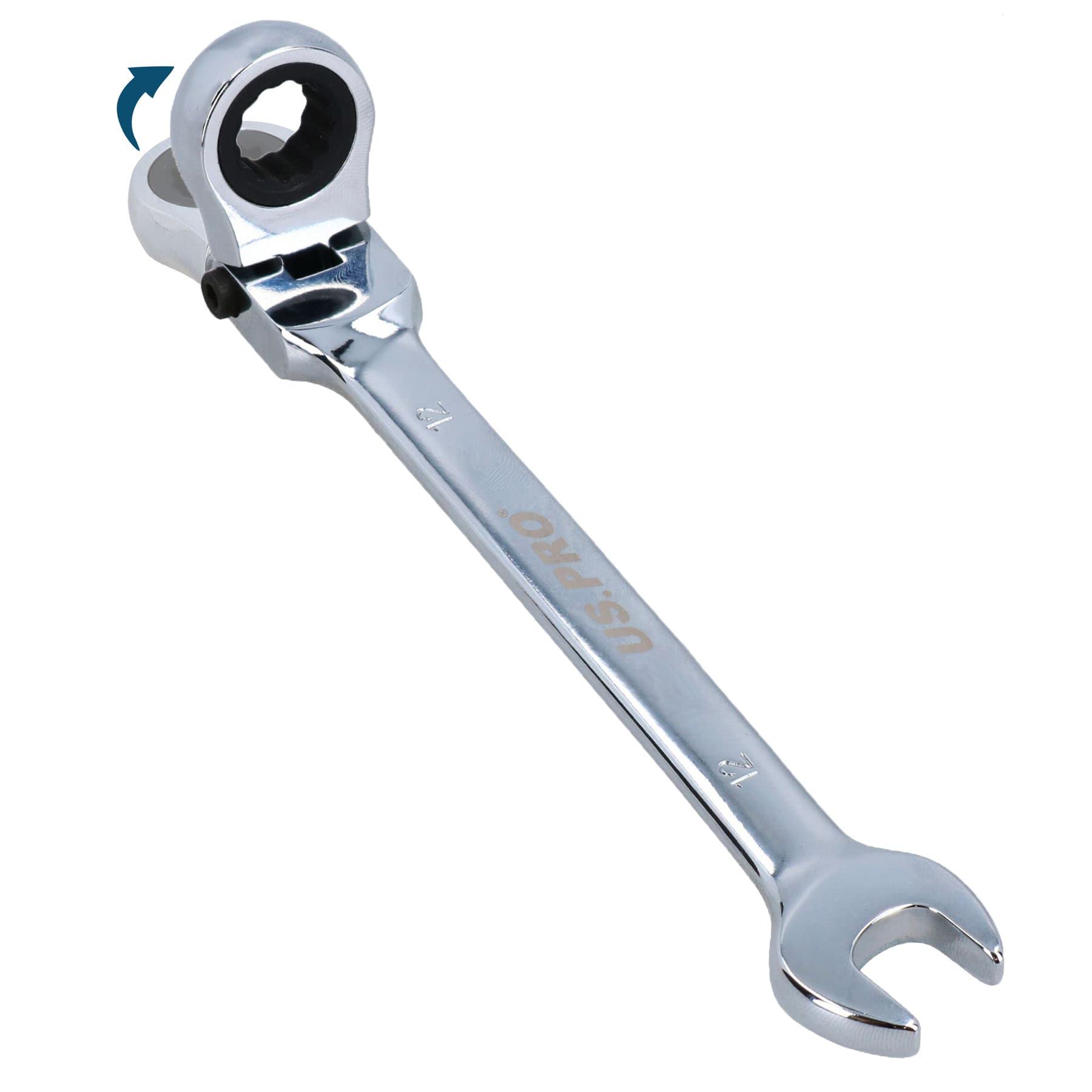 AB Tools 12mm Flexible Headed Ratchet Combination Spanner Wrench with Integrated Lock