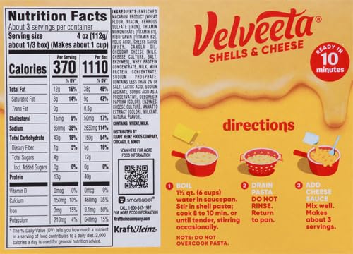 Velveeta Shells & Cheese Original Shell Pasta & Cheese Sauce Meal (12 oz Box) (Pack of 4)