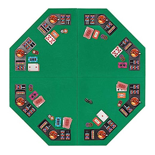 VIVOHOME 48 Inch Foldable 8-Player Texas Poker Card Tabletop Layout Portable Anti-Slip Rubber Board Game Mat with Cup Holders and Carrying Bag