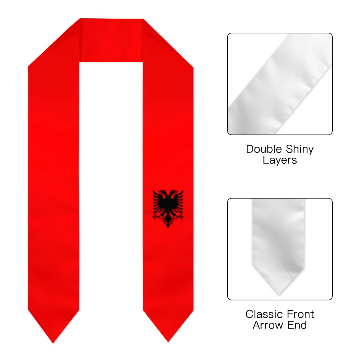 YiiLi Albania Flag Graduations Stole International Student Stole Pride Graduate Shawls