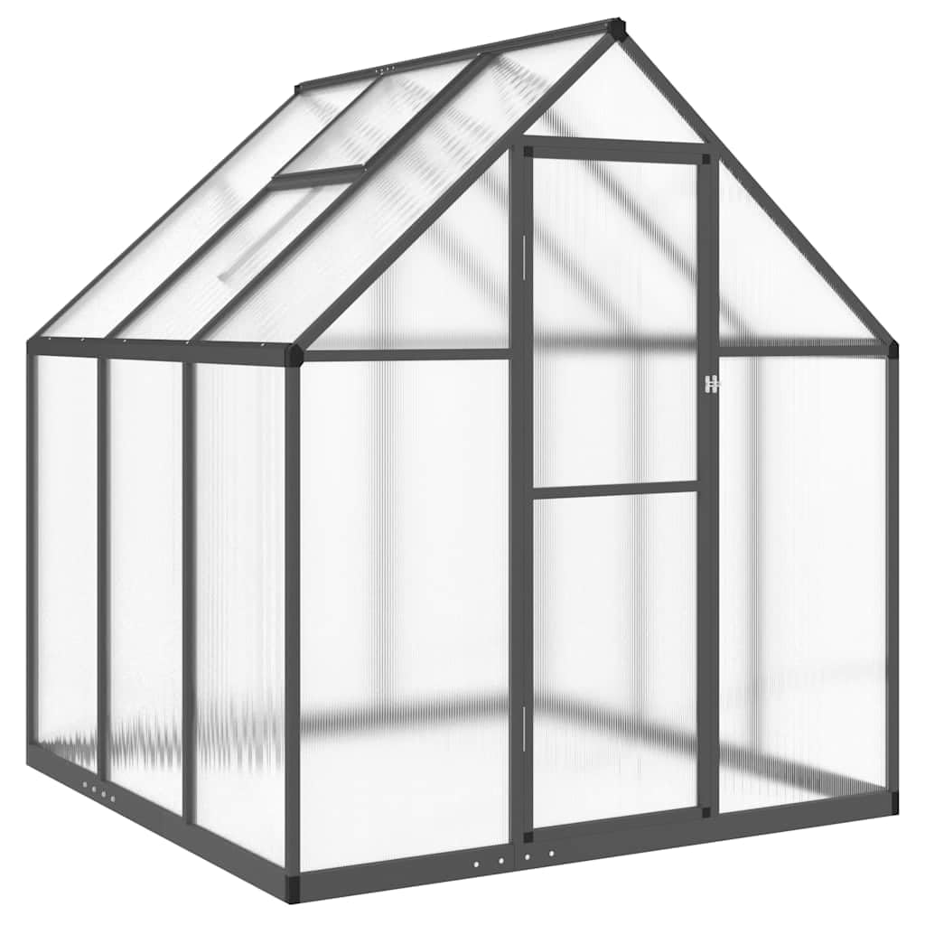 Aluminiowa szklarnia ogrodowa z podstawą antracytową 169 x 169 x 195 cm