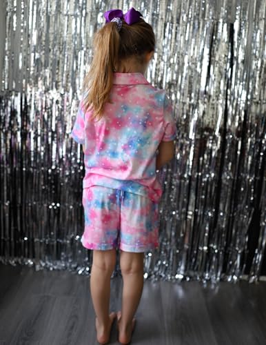 Image of Arshiner Girls Pajamas Sets Short Sleeve Kids Pjs Button Down Sleepwear | Cute Printed Pajamas for Little & Big Girl, Lightweight Comfy Fabric, 2-Piece Outfits, Perfect for Lounge Pajamas Party