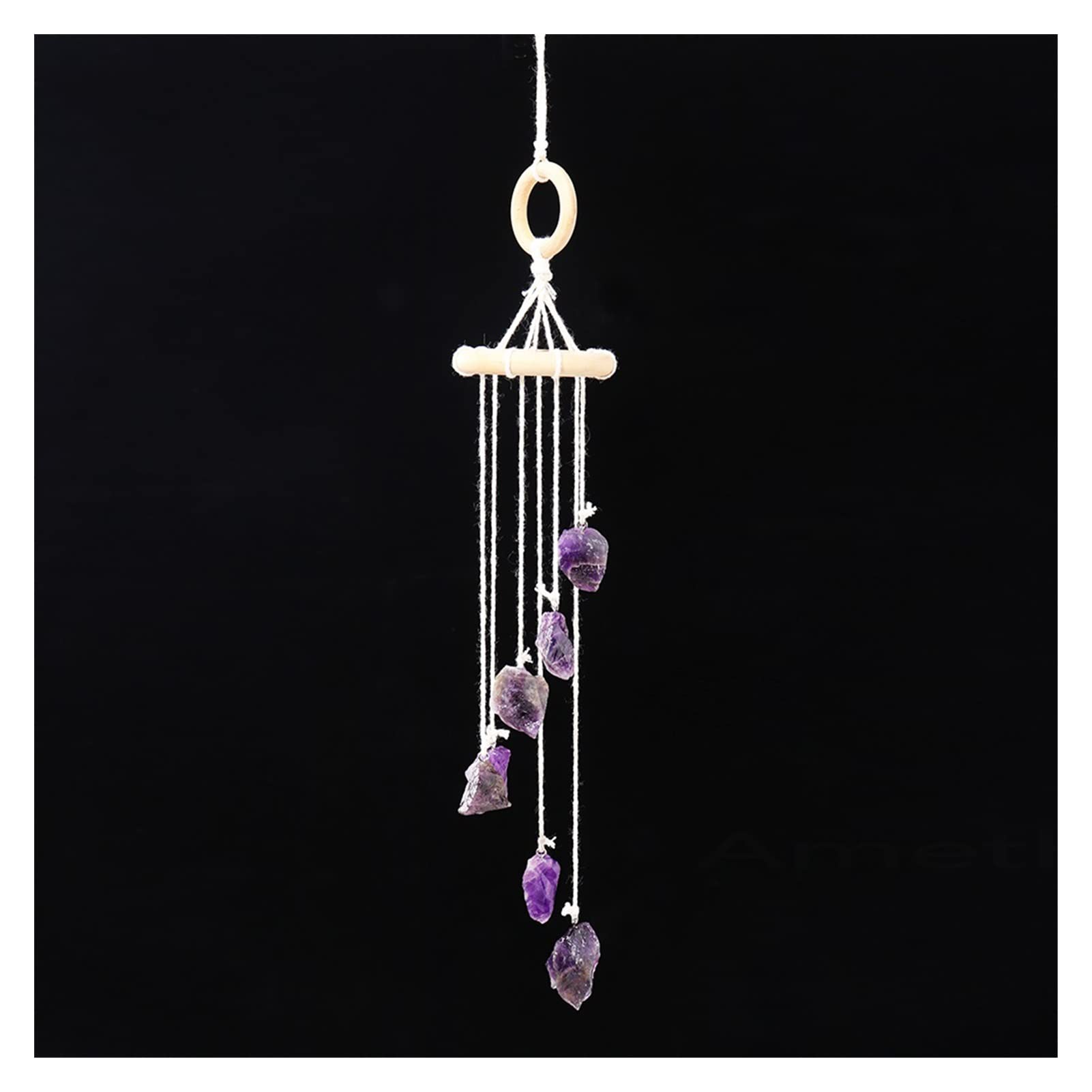 LQYXGS Crystal Stone Home Decor Natural Crystal Stone Wind Chime Rough Raw Quartz Hanging Pendant(G)
