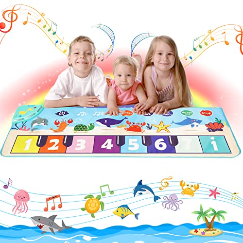 eisaro Tappeto Musicale per Bambini con 8 Animali, Tappeto Danza con 26 Suoni Musicali, Pianoforte per Bambini Tocco Mat Educativo Giocattolo per Bambini 1 a 5 Anni(100 * 36 cm)