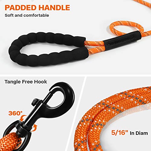 Taglory Long Leash For Dog Training, 30 Ft Reflective Nylon Rope Lead, Check Cord With Comfortable Padded Handle For Large Medium Small Dogs Walking, Camping, Orange #TOP3