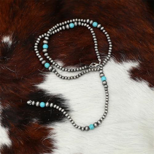 Navajo Pearl Bow Necklace Turquoise Necklace for Women Western Jewelry for Women Cowgirl Western Y Necklace4