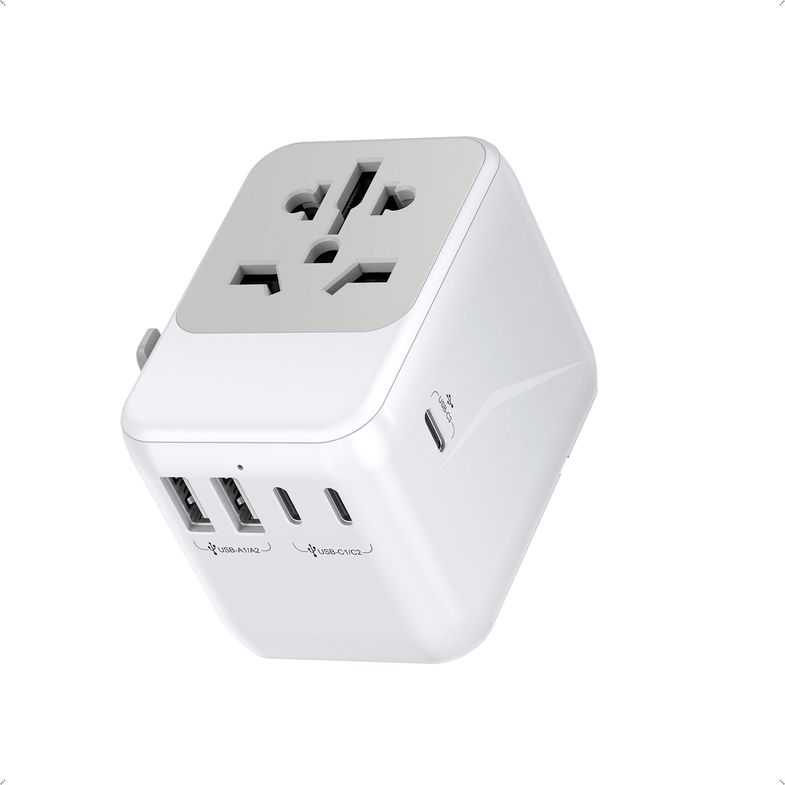 Reiseadapter Weltweit USB C Ladegerät mit 2 USB und 3 USB-C, internationaler Universal Steckdosenadapter, globaler Reisestecker-PD Adapter mit doppelter 10A Sicherung, geeignet für EU, USA, UK, AU