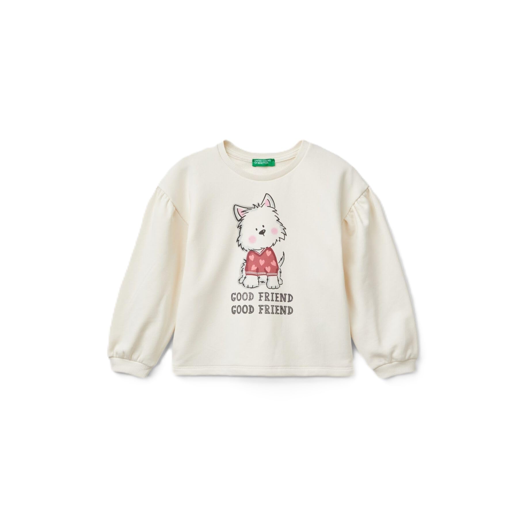 Arkası Logo Detaylı Önü Baskılı Balon Kol Sweatshirt Sweatshirt Kız çocuk