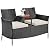 Yaheetech Patio Loveseat, Outdoor Wicker Double Chair w/Side Table, PE Rattan Furniture Set for Two People, Love Seat w/2 Removable Cushions & 1 Tempered Glass Side Table, Black/Beige