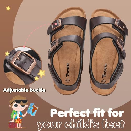 Torotto Toddler Kids Sandals Boys Girls Cork Footbed Sandals with Adjustable Buckle Casual Slides Open Toes Flat2