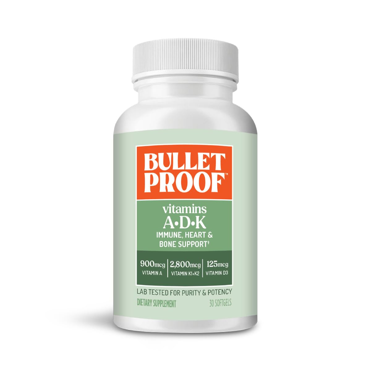 Bulletproof Vitamins A-D-K Softgels, 30 Count, Supplement for Heart, Bone Health and Immune Support 30 Count (Pack of 1) Softgels