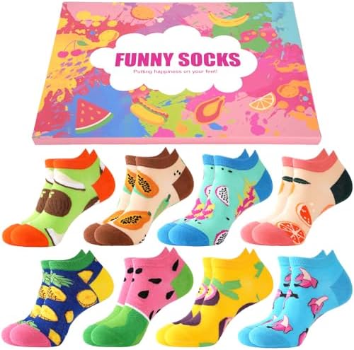 Effeet Lustige Sneaker Socken Damen Mädchen 8 Paar, Geschenke für Frauen | Dankeschön Geschenke Klein für Frauen Mama; Baumwolle Bunte Kurze Socken für jeden Tag; Ideal als Muttert