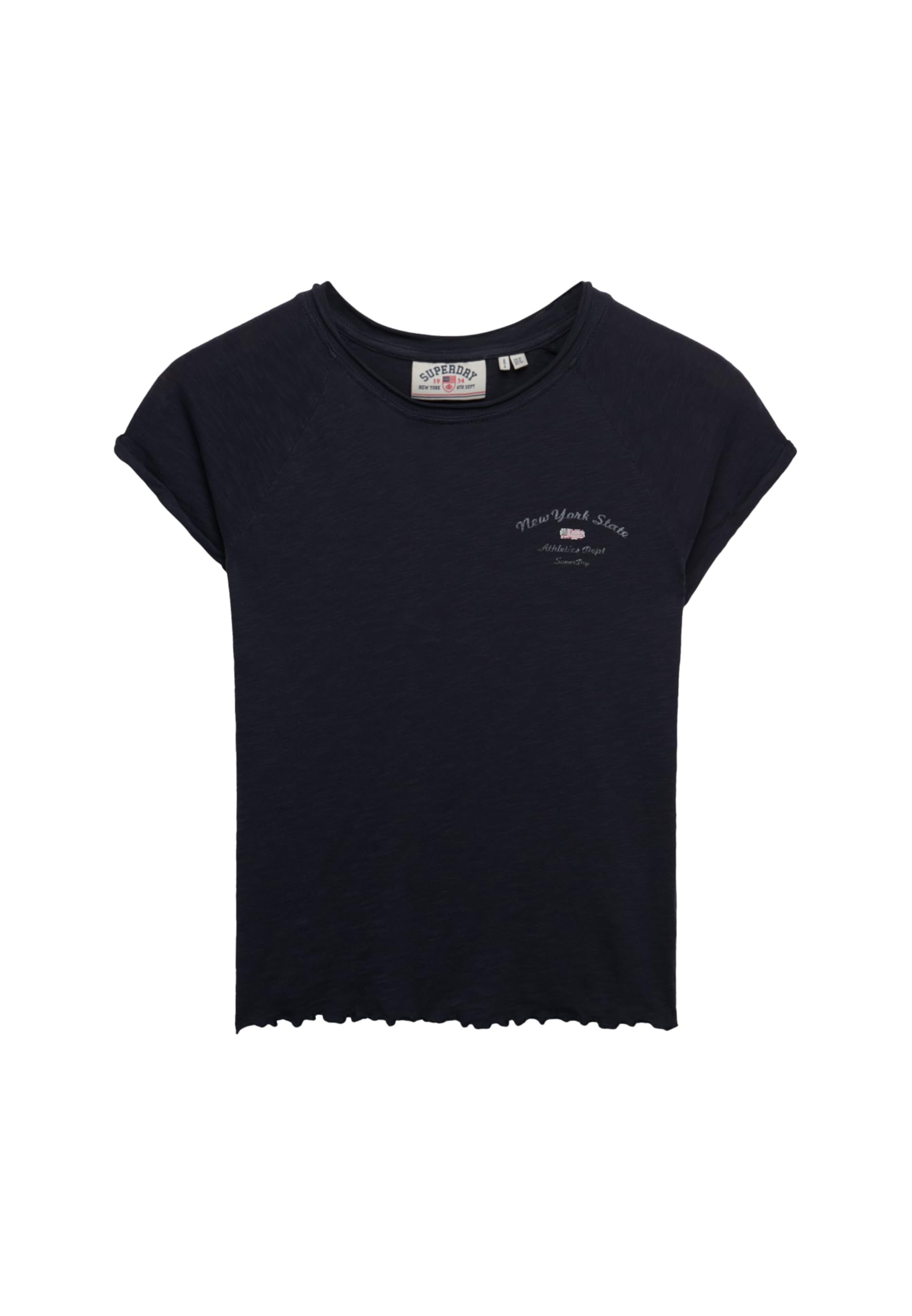 Superdry Women's Bleu T-Shirt Graphique Slub Athletic Essentials
