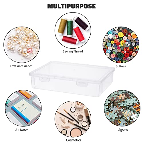 Btsky Clear Plastic Storage Box With Flap Lid, Multipurpose Craft Organizers And Storage Box Art Supply Storage Organizer Plastic Sewing Box For Beads Pencils Notebooks, 4 Pack Small #TOP6