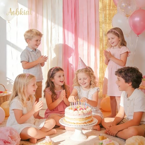 Image of AOBKIAT Wedding Streamers Party Decorations,8 Rolls Pink Gold Crepe Paper