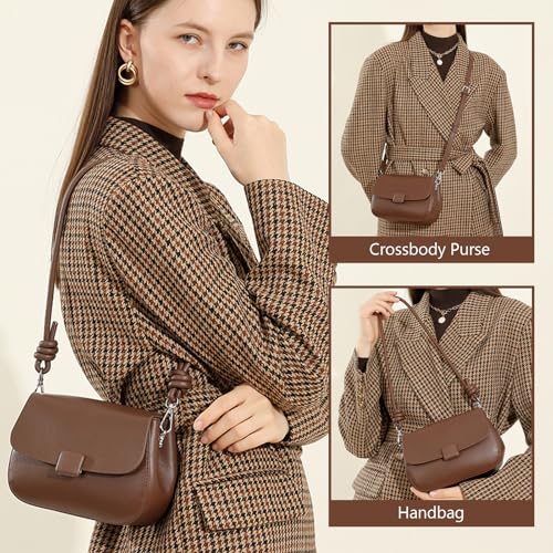 Crossbody Bags for Women, Genuine Leather Shoulder Bags with 2 Removable Adjustable Straps2
