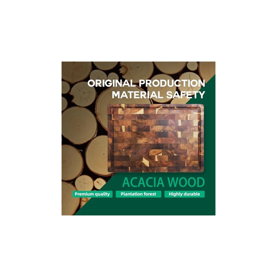 Aroplor Large Thick Acacia Wooden Cutting Boards 17*12*1inch,for Kitchen Large Chopping Boards with Juice Groove,Inner Handles,Non-slip design,Wooden Trays for Meat,Bread,Fruit Vegetables and Cheese