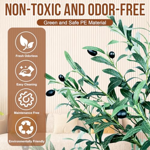 Eccok Faux Olive Tree 6Ft, Realistic Tall Silk Olive Trees Artificial Indoor Decor thumb #5