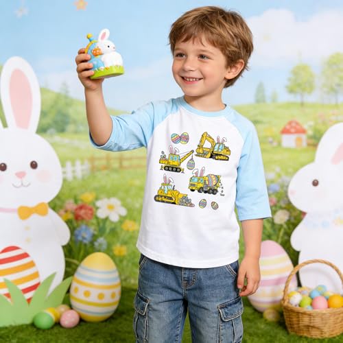 Image of Boys Easter Shirt Toddler Easter Egg Hunt Chick Graphic Tees Raglan Easter Clothes Outfit for Children 2-7 Years
