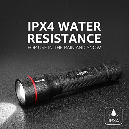 Lepro LED Torch, LE3000 Torch, Super Bright, 5 Lighting Modes, Zoomable, Water Resistant, Adopted by Osram P9 LED, Powered by AA Battery, for Outdoor Use & Indoor Emergency Use