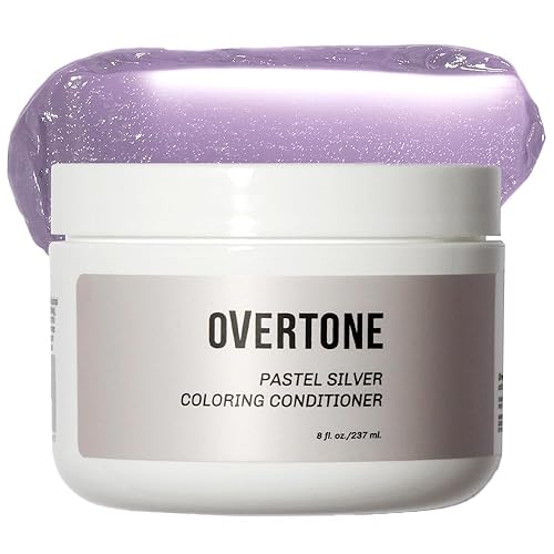 OVERTONE Haircare - Acondicionador semipermanente de depósito de color con manteca de karité y aceite de coco, plata pastel, libre de crueldad, 8