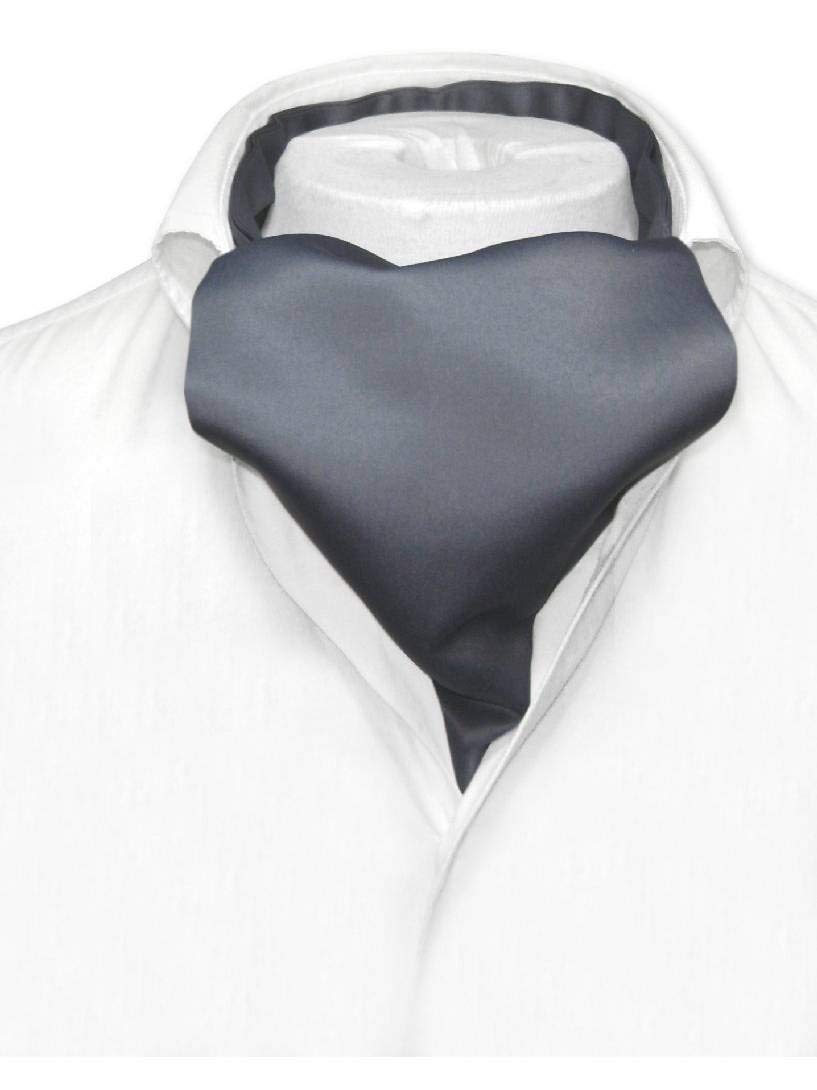 Vesuvio Napoli ASCOT Solid CHARCOAL GREY Color Cravat Dark Gray Men's Neck Tie