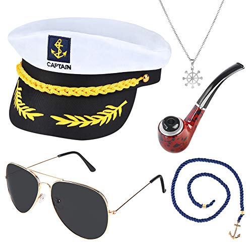 Makin Waves Sailor Costumes Shoes - Yacht Captain & Sailor Costume Accessories Set - Sailor Hat with Pipe