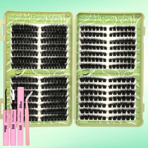 Gmagictobo Lash Clusters Kit Cluster Eyelash Extensions 560Pcs Volume 100D 150D Lashes Clusters D Curl Eyelash Clusters DIY Individual Lash Clusters Eyelash Glue Lash Tweezers