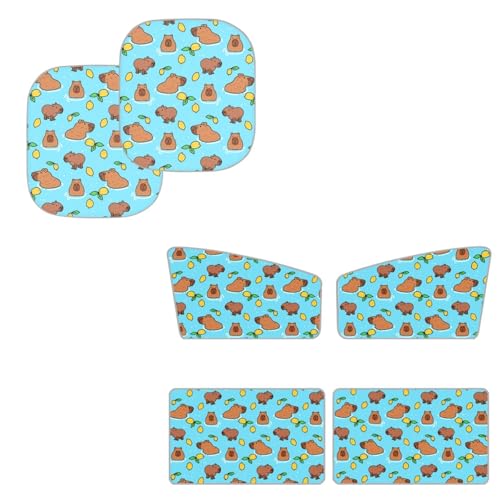Image of Cute Kapybara Car Window Shades for Side Window Foldable Automotive Front Window Sunshade Protector Reflect UV Sun and Heat Universal Vehicle Accessories 6 PCS