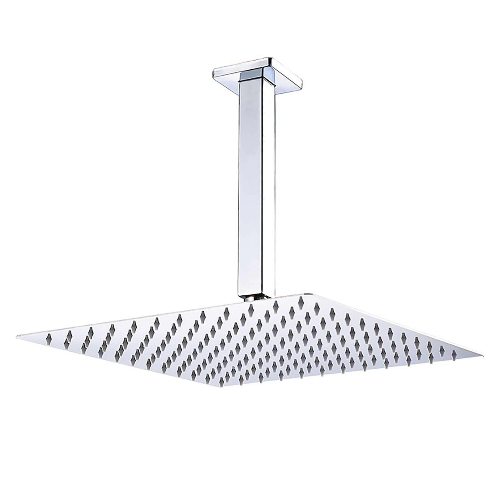 Alcachofa de Ducha Cromado Cabezal de Ducha Lluvia de Alta Presión Cuadrado Alcachofas Fijas para Ducha Acero Inoxidable Rociador Ducha Efecto Lluvia con Brazo de Ducha, G1/2'',12 Inch
