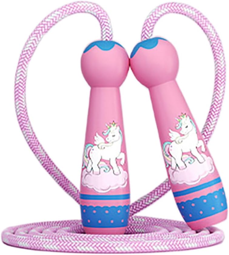 Kids Jump Rope Skipping Rope for Kids -Adjustable Cotton Jumping Ropes with Wooden Handle,Light Weight for Fitness Workout Exercise Outdoor Activity