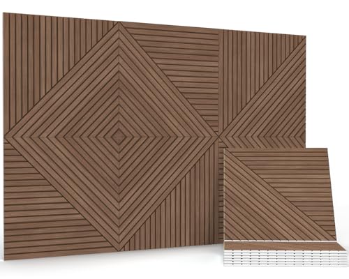 JBER Paneles acústicos, 6 unidades, autoadhesivos, decorativos, insonorizantes, paneles de pared para oficina, estudio de grabación, sala de estar, dormitorio, 180 x 120 cm, teca