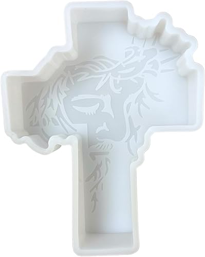 Cruz con Jesús con corona de espinas Freshie - Molde de silicona para coche, 5 x 4 x 1.2 pulgadas, suministros de freshie religiosos católicos