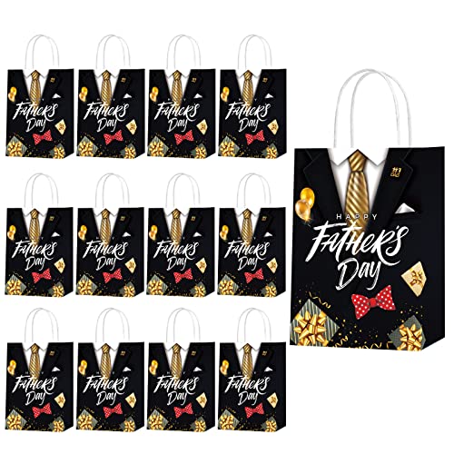16 Pack Fathers Day Gift Bags Fathers Day Paper Bags for Fathers Theme Darty Decoration