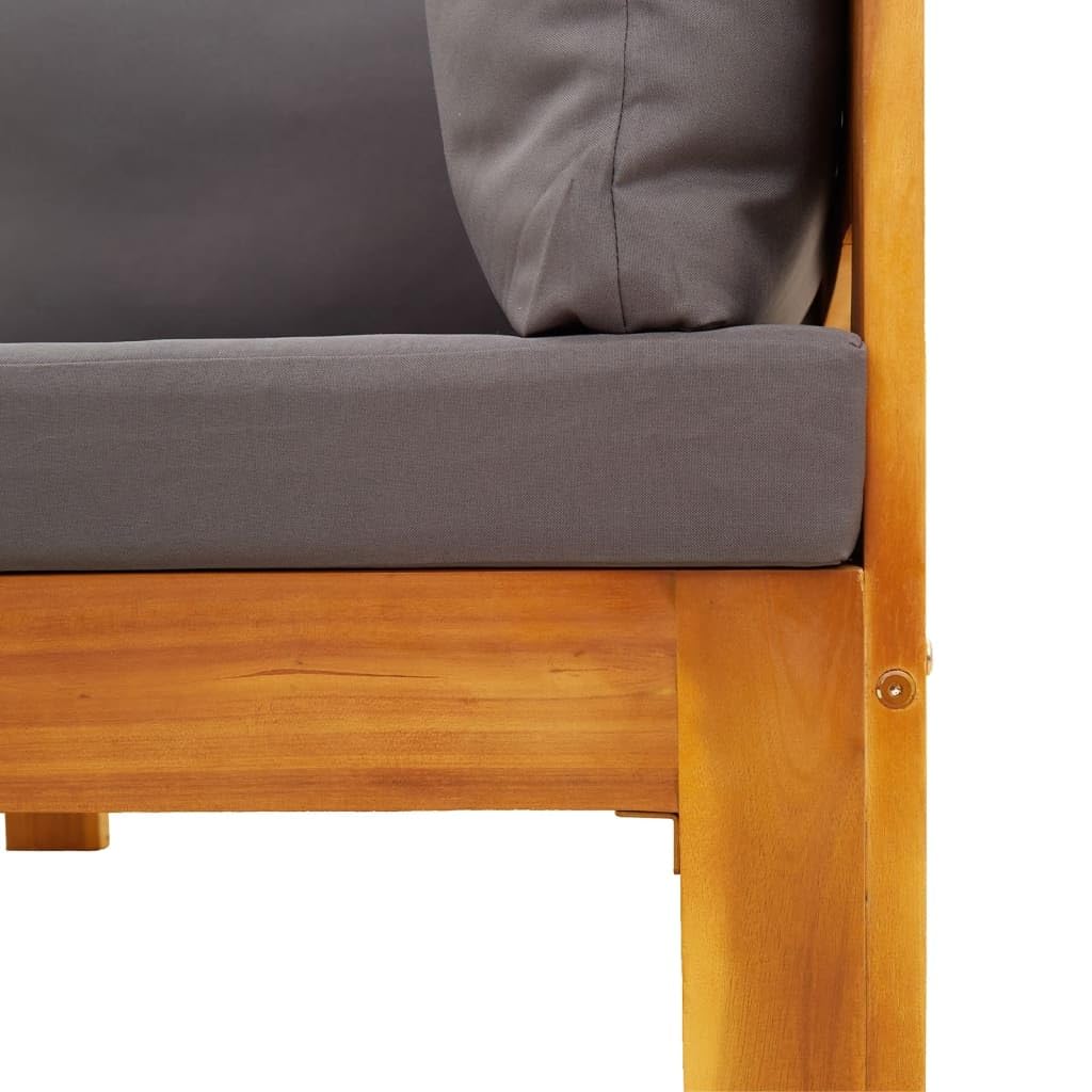 Gecheer Divano Angolare da Giardino, con Cuscini Sfoderabili e Lavabili, 68x68x64 cm, Legno Massello di Acacia, per Esterno e Terrazza