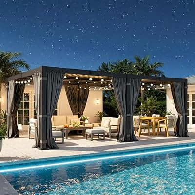 12' x 20' Pergola with Adjustable louvered Roof and Aluminum Frame